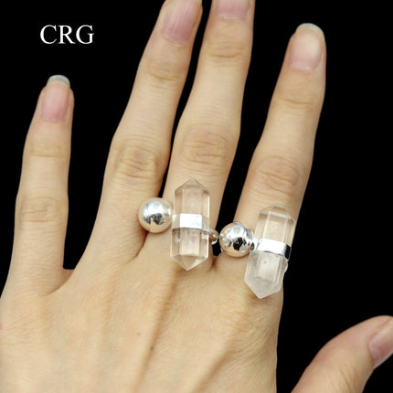 Crystal Quartz Double Terminated Ring with Silver Plating (1 Piece) Choose Your Size