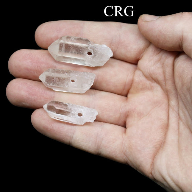 Crystal Quartz Drilled Points (5 Pieces) Size 1 to 1.75 Inches Drilled Crystal Jewelry Points - Crystal River Gems