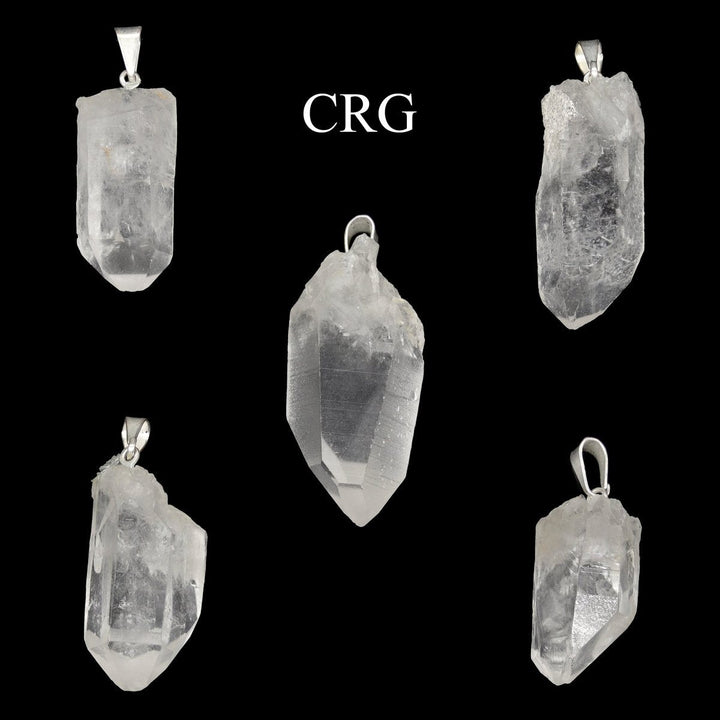 Crystal Quartz Natural Tip Pendant with Silver Bail (5 Pieces) Size 25 to 45 mm Faceted Gemstone CharmCrystal River Gems