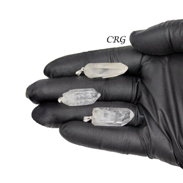 Crystal Quartz Natural Tip Pendant with Silver Bail (5 Pieces) Size 25 to 45 mm Faceted Gemstone CharmCrystal River Gems