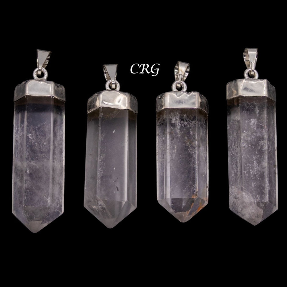 Crystal Quartz Point Pendant with Silver Plating (2 Pieces) Size 1 to 2 Inches Jewelry Charm