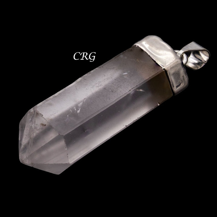 Crystal Quartz Point Pendant with Silver Plating (2 Pieces) Size 1 to 2 Inches Jewelry Charm