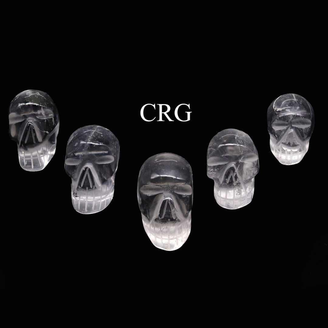 Crystal Quartz Skulls (5 Pieces) Size 30 mm Clear Gemstone Carvings
