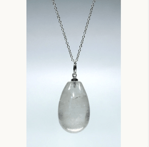 Crystal Quartz Tumbled Raindrop Pendant (4 Pieces) Size 1.5 Inches