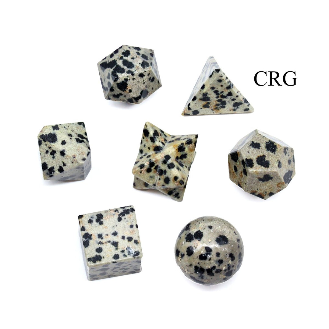 Dalmatian Jasper Platonic Set (7 Pieces) Size 12 to 16 mm Polished Solid Crystal Geometry Set