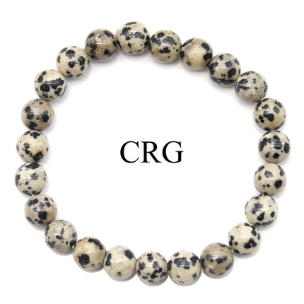 Dalmatian Jasper Stretch Bracelet (1 Piece) Size 8 mm Crystal Bead Jewelry - Crystal River Gems