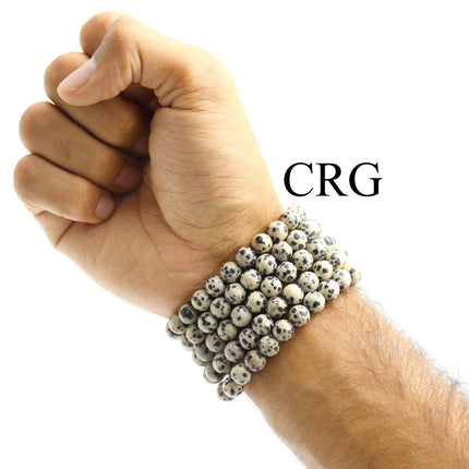 Dalmatian Jasper Stretch Bracelet (1 Piece) Size 8 mm Crystal Bead Jewelry - Crystal River Gems