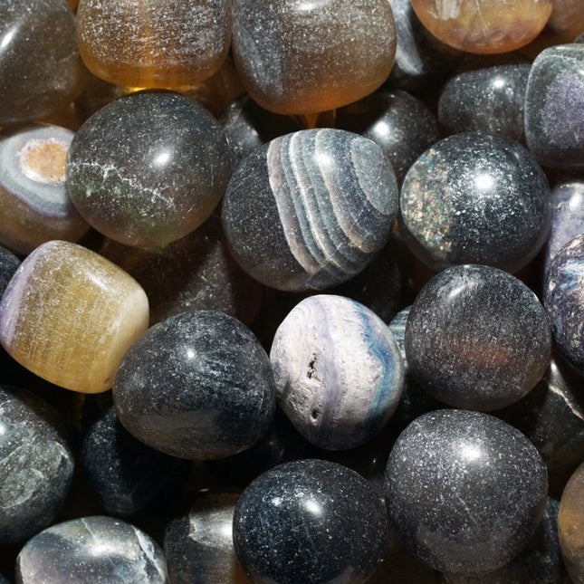 Dark Rainbow Fluorite Tumbled Pieces (Size 25 to 30 mm) Crystals Minerals Gemstones - Crystal River Gems
