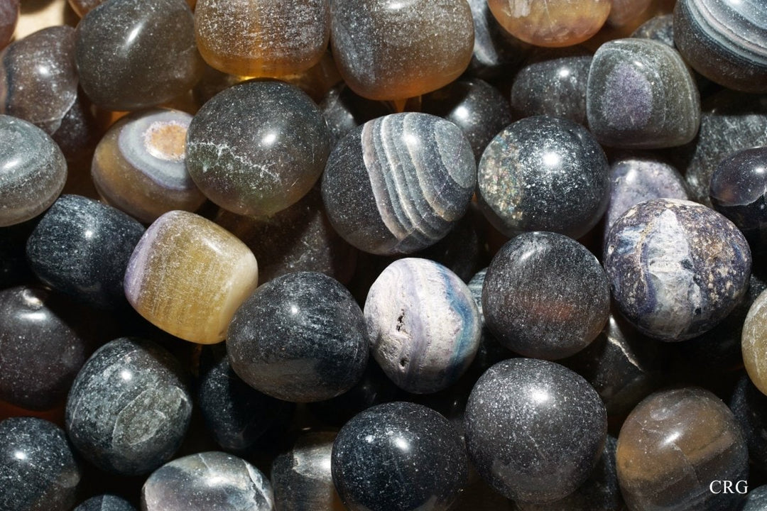 Dark Rainbow Fluorite Tumbled Pieces (Size 25 to 30 mm) Crystals Minerals Gemstones