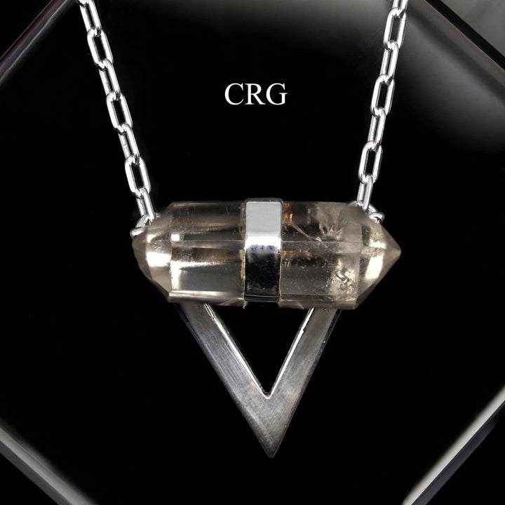 Double Terminated Quartz Point Necklace (1 Inch) (1 Pc) Silver - Plated Triangle Quartz Point JewelryCrystal River Gems