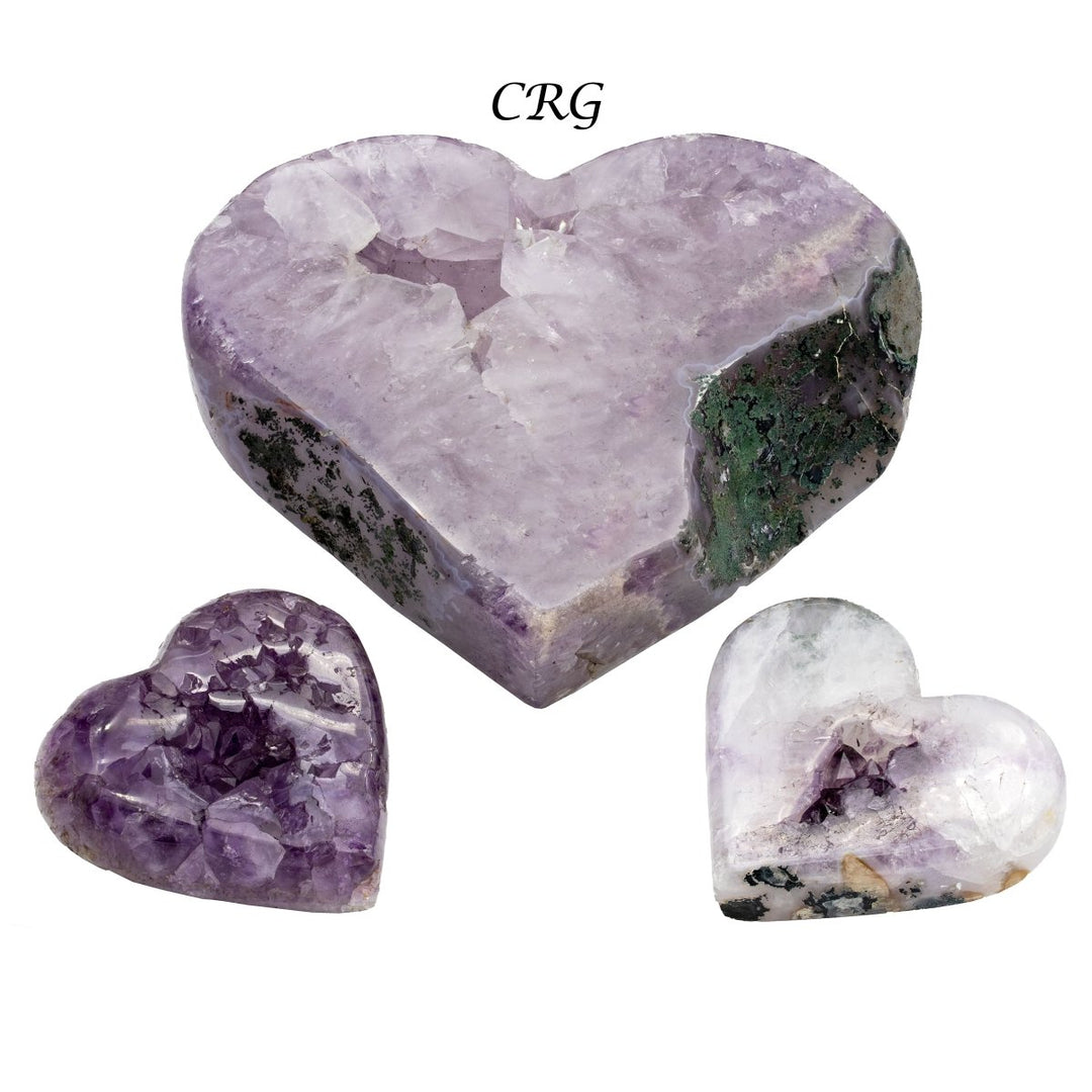 Full Polished Amethyst Druzy Hearts / 3 - 7" AVG - 1 KILO LOTCrystal River Gems