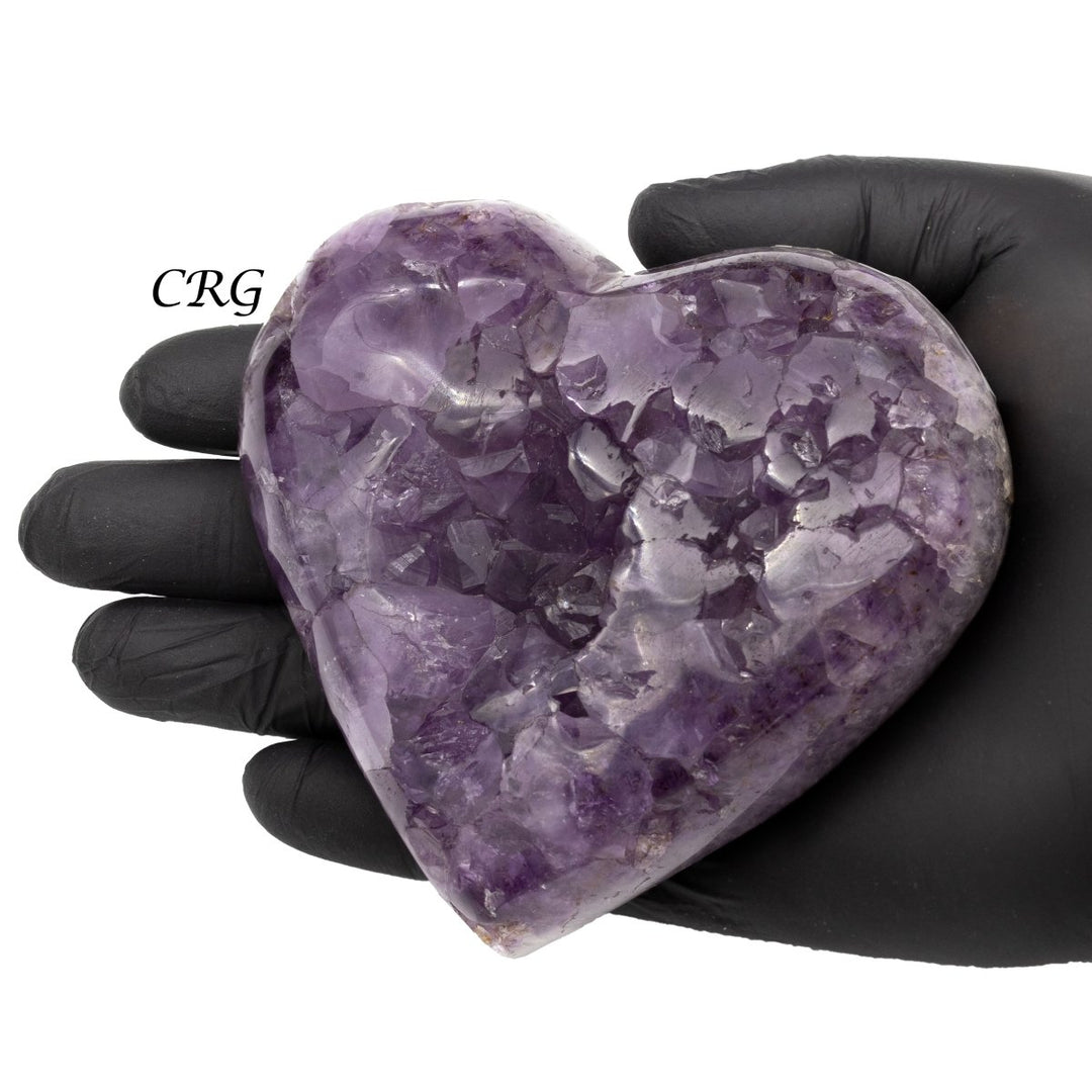 Full Polished Amethyst Druzy Hearts / 3 - 7" AVG - 1 KILO LOTCrystal River Gems