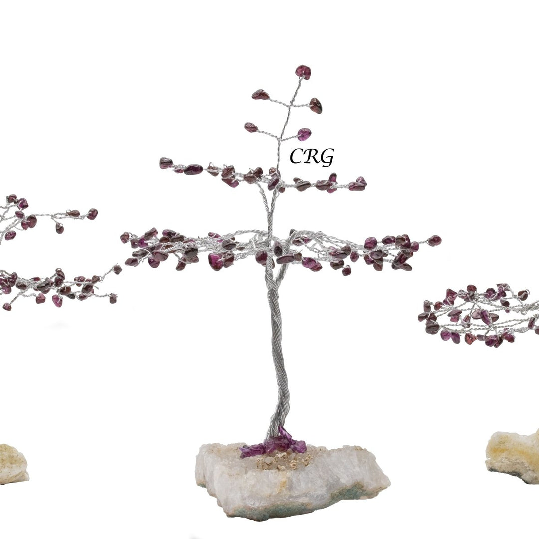 Garnet 100 Chip Tree (1 Piece) Size 6 Inches Cut Cluster Base and Silver-Wired Gemstone Tree