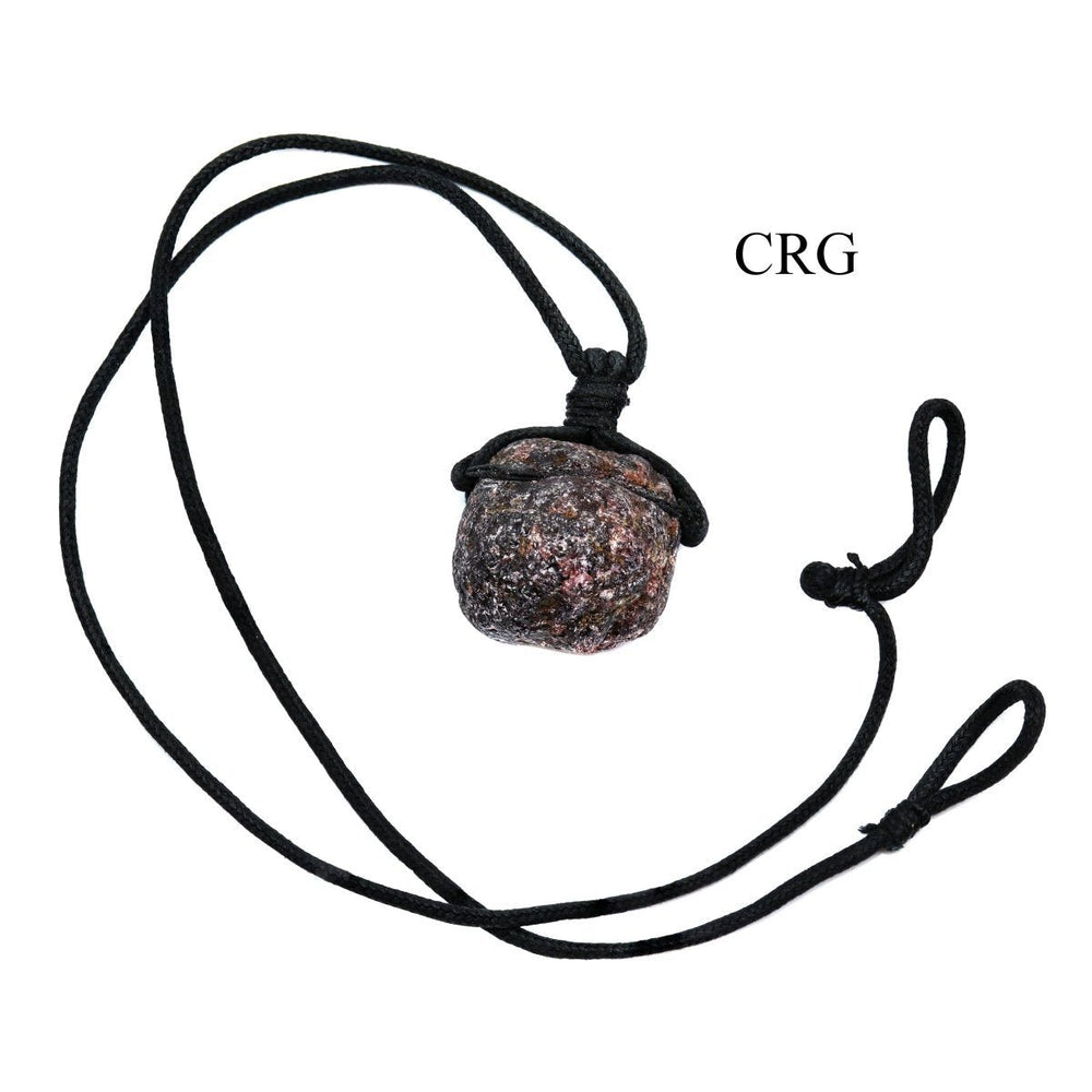 Garnet Rough Pendant on Black Cord Necklace (4 Pieces) Size 1 to 2 Inches Crystal Jewelry