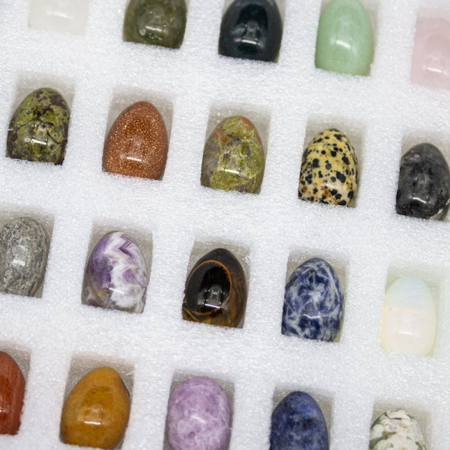 Gemstone Crystal Egg Collection (24 Pieces) Size 3 cm Small Polished Egg Stones - Crystal River Gems