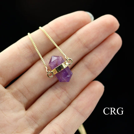 Gold-Plated Mini Bi-Terminated Amethyst Necklace