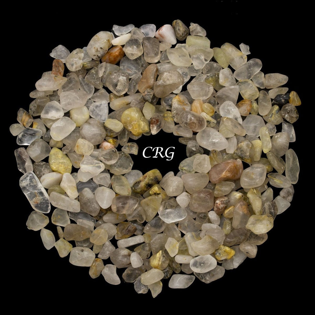 Gold Rutilated Quartz Tumbled Chips (Size 10 to 25 mm) Bulk Wholesale Lot Crystals