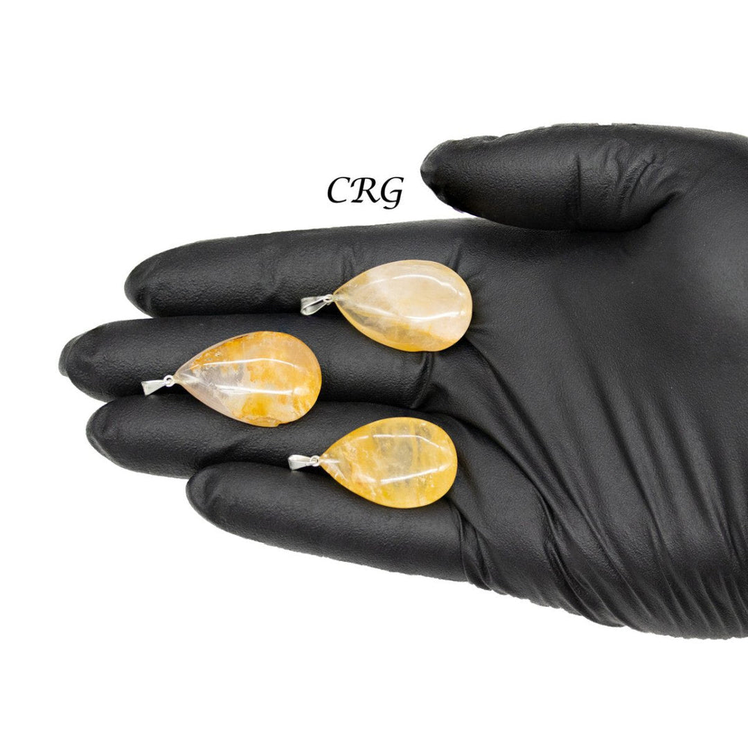 Golden Healer Quartz Drop Pendants with Silver Bail (5 Pieces) Size 25 mm Crystal Jewelry Charm