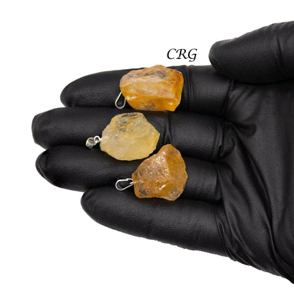 Golden Healer Quartz Rough Rock Pendant with Silver Bail (5 Pieces) Size 18 to 22 mm Crystal Jewelry Charm