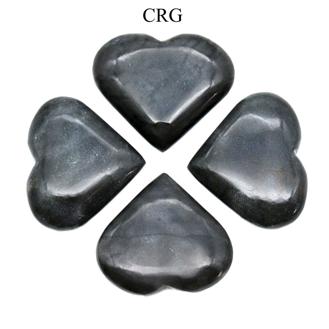 Gray Quartz Puffy Hearts (4 Pieces) Size 2 to 4 Inches Crystal Gemstone Shapes