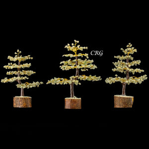Green Aventurine 300 Chip Tree with Wood Base and Gold Wire (1 Piece) Size 9 Inches Crystal Gemstone Tree