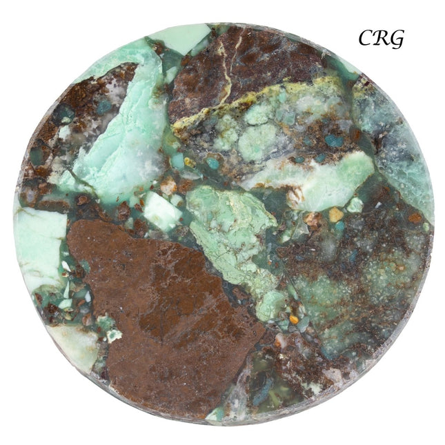 Green Chrysoprase Resin Coaster (1 Piece) Size 4 Inches Round Crystal Table Decor