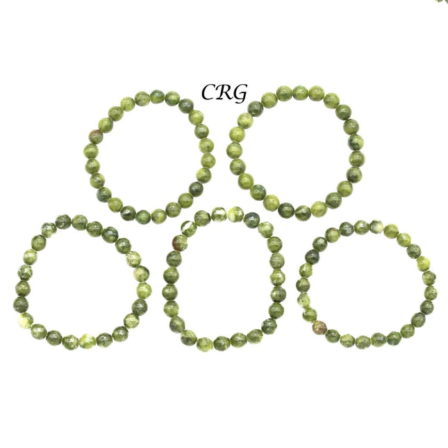 Green Jade Bracelet (1 Piece) Size 8 mm Crystal Bead Stretch Jewelry - Crystal River Gems