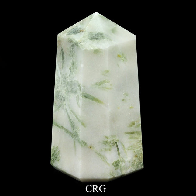Green Kyanite Point (1 Piece) Size 3 to 5 Inches 6-Sided Faceted Gemstone Tower - Crystal River Gems
