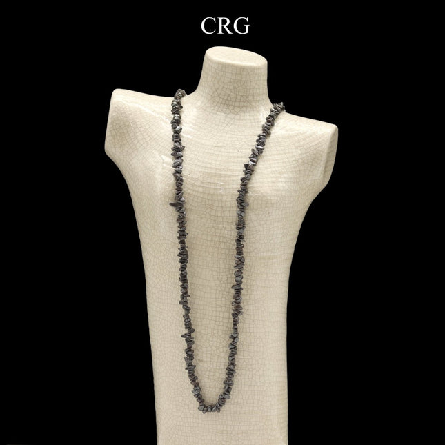 Hematite Strand Chip Necklace - 32" - QTY 1 - Crystal River Gems