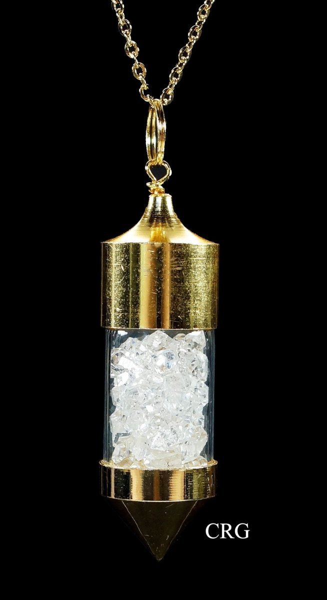 Herkimer - Like Diamond Bottle Necklace with Gold Plating (18 Inches) (2 Pieces)Crystal River Gems