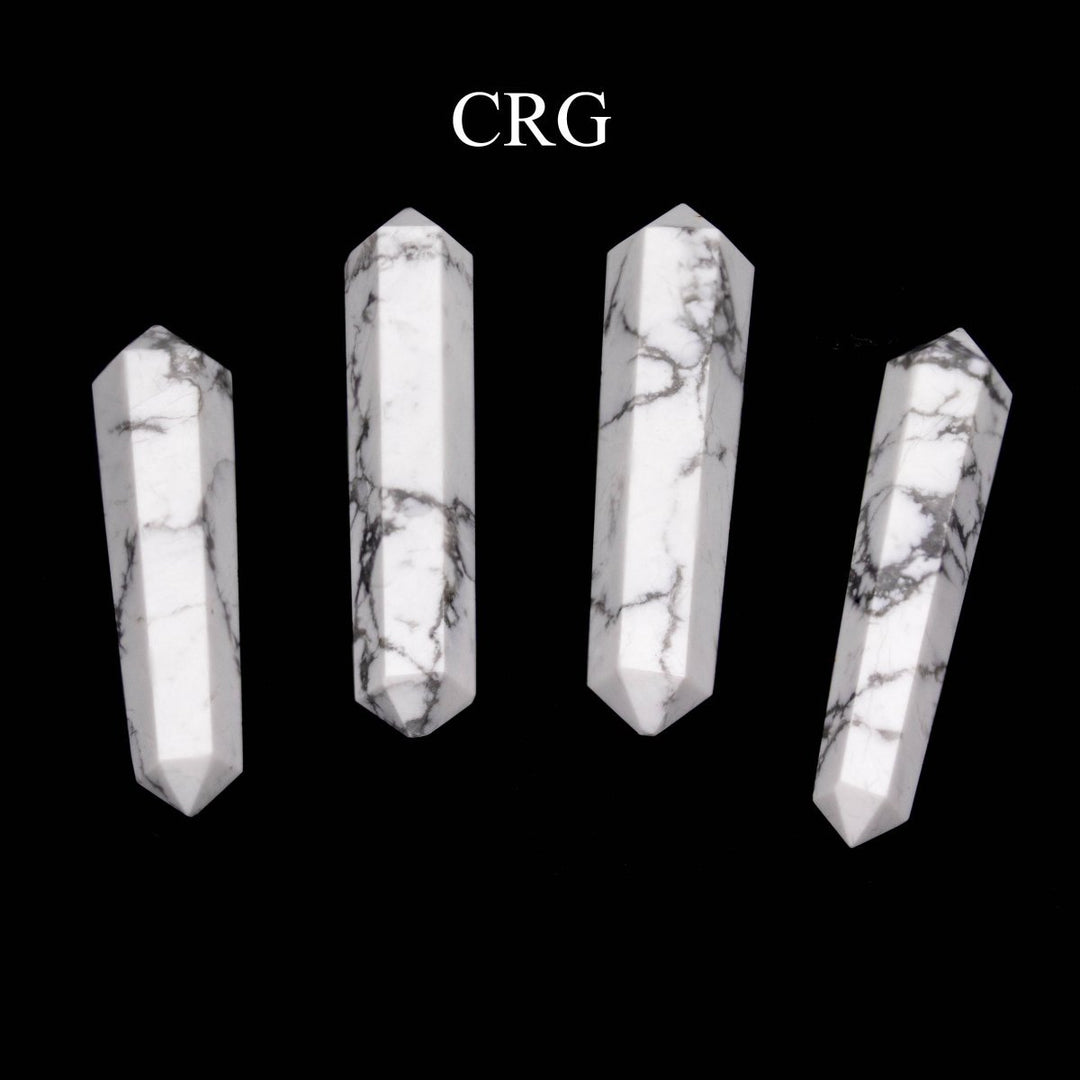 Howlite Mini Double Terminated Points (4 Pieces) 1 in or 25 mm 6-Sided Polished Crystal Tower Points