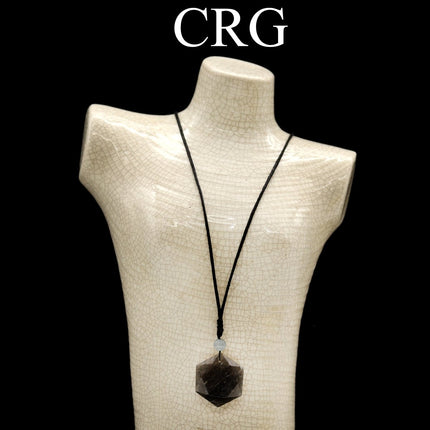 Iolite Hexagon Pendant with Black Cord (4 Pieces) Size 1 Inch Faceted Crystal Jewelry - Crystal River Gems