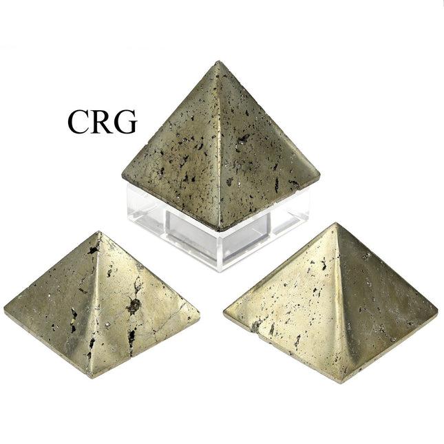 Iron Pyrite Fool's Gold Pyramid (1 Piece) Size 65 to 75 mm Crystal Gemstone Decor - Crystal River Gems
