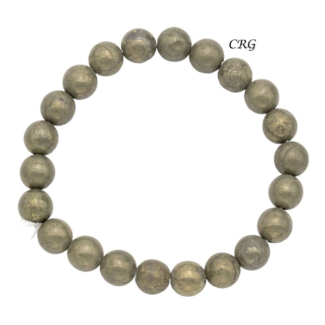 Iron Pyrite Tumbled Bracelet (1 Piece) Size 8 mm Crystal Bead Stretch Jewelry - Crystal River Gems