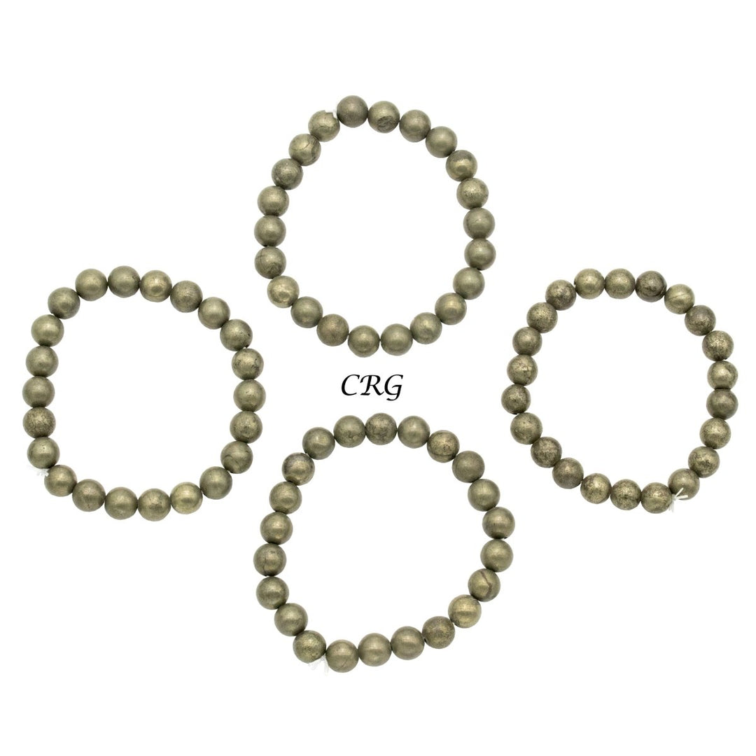 Iron Pyrite Tumbled Bracelet (1 Piece) Size 8 mm Crystal Bead Stretch Jewelry