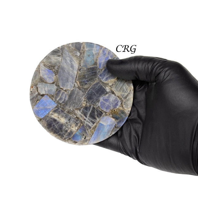 Labradorite Resin Coaster (1 Piece) Size 4 Inches Round Crystal Gemstone Home Decor