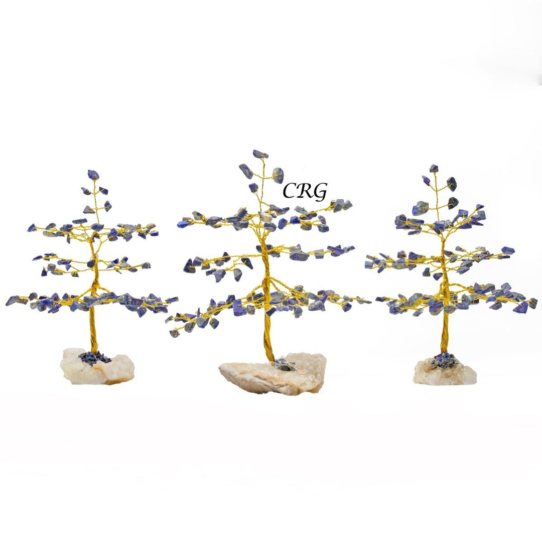 Lapis Lazuli 100 Chip Tree with Cluster Base and Gold Wire (1 Piece) Size 6 Inches Crystal Gemstone Tree
