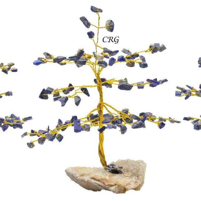 Lapis Lazuli 100 Chip Tree with Cluster Base and Gold Wire (1 Piece) Size 6 Inches Crystal Gemstone Tree - Crystal River Gems
