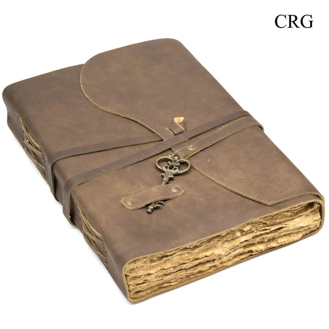 Leather Notebook with Key (1 Piece) Size 9.8 by 7 Inches Strap Closed Journal - Crystal River Gems