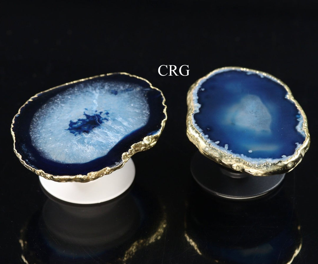 LOT OF 4 - Freeform Gold Plated BLUE Agate Phone Grip