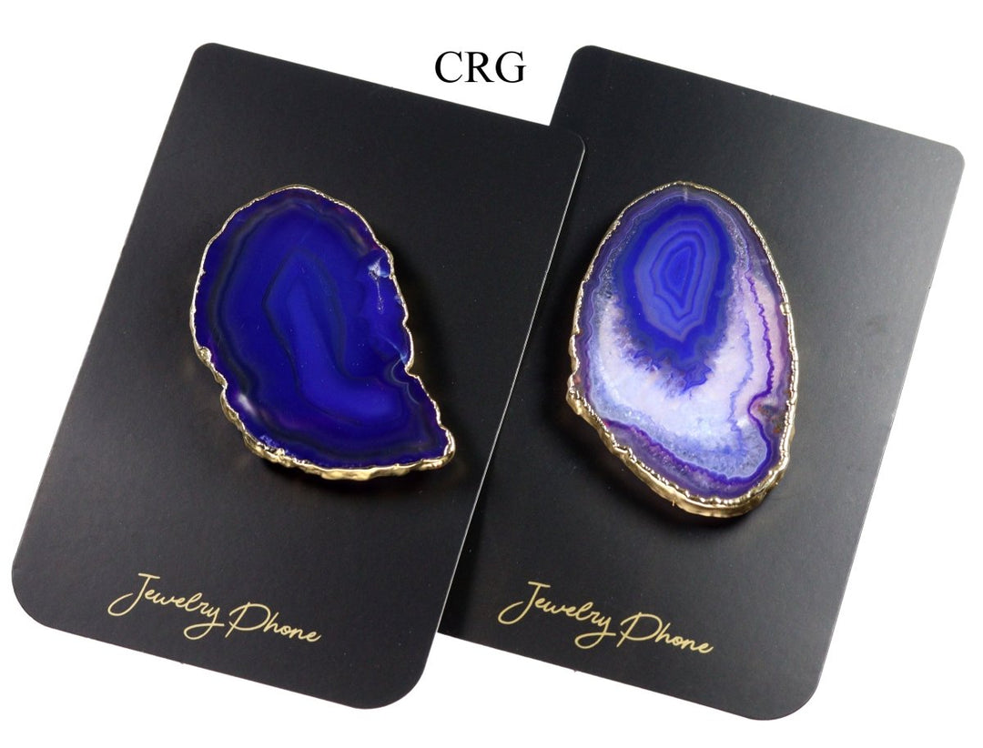 LOT OF 4 - Freeform Gold Plated PURPLE Agate Phone Grip