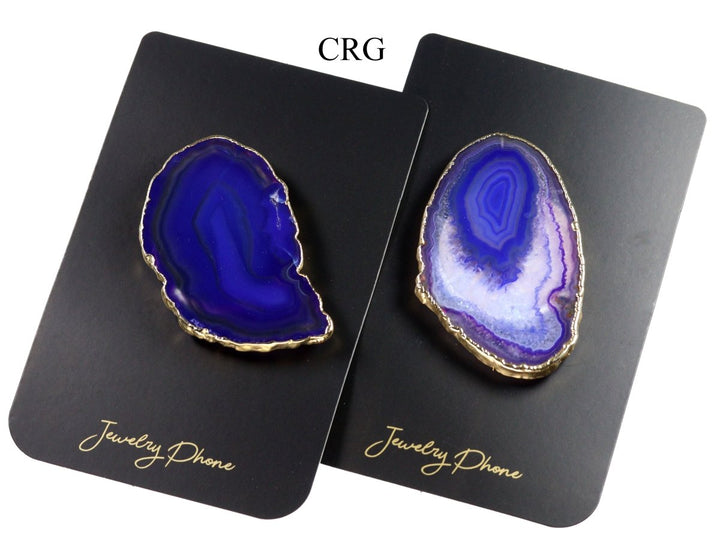 LOT OF 4 - Freeform Gold Plated PURPLE Agate Phone GripCrystal River Gems