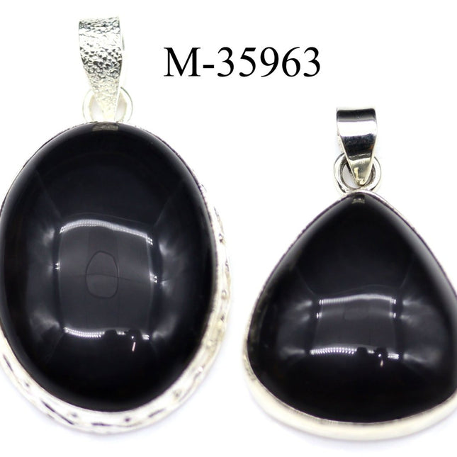 M-35963 - 925 Sterling Silver Rainbow Obsidian Pendants / 22g