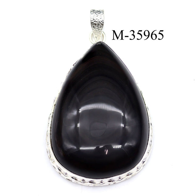 M-35965 - 925 Sterling Silver Rainbow Obsidian Pendants / 28g