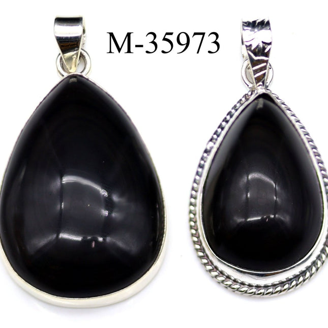 M-35973 - 925 Sterling Silver Rainbow Obsidian Pendants / 22g - Crystal River Gems
