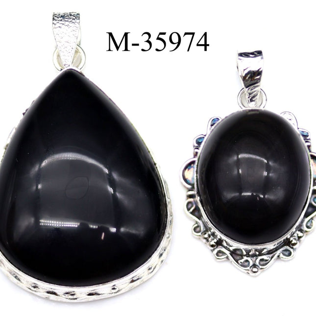 M-35974 - 925 Sterling Silver Rainbow Obsidian Pendants / 26g - Crystal River Gems