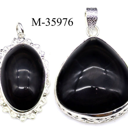 M-35976 - 925 Sterling Silver Rainbow Obsidian Pendants / 28g
