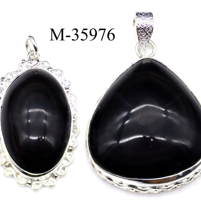 M-35976 - 925 Sterling Silver Rainbow Obsidian Pendants / 28g - Crystal River Gems
