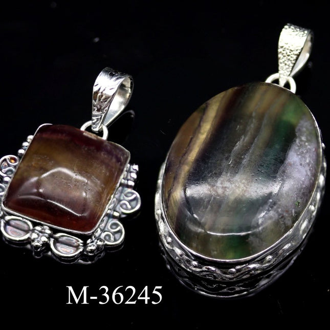 M-36245 - 925 Sterling Silver Rainbow Fluorite Jewelry / 26g - Crystal River Gems