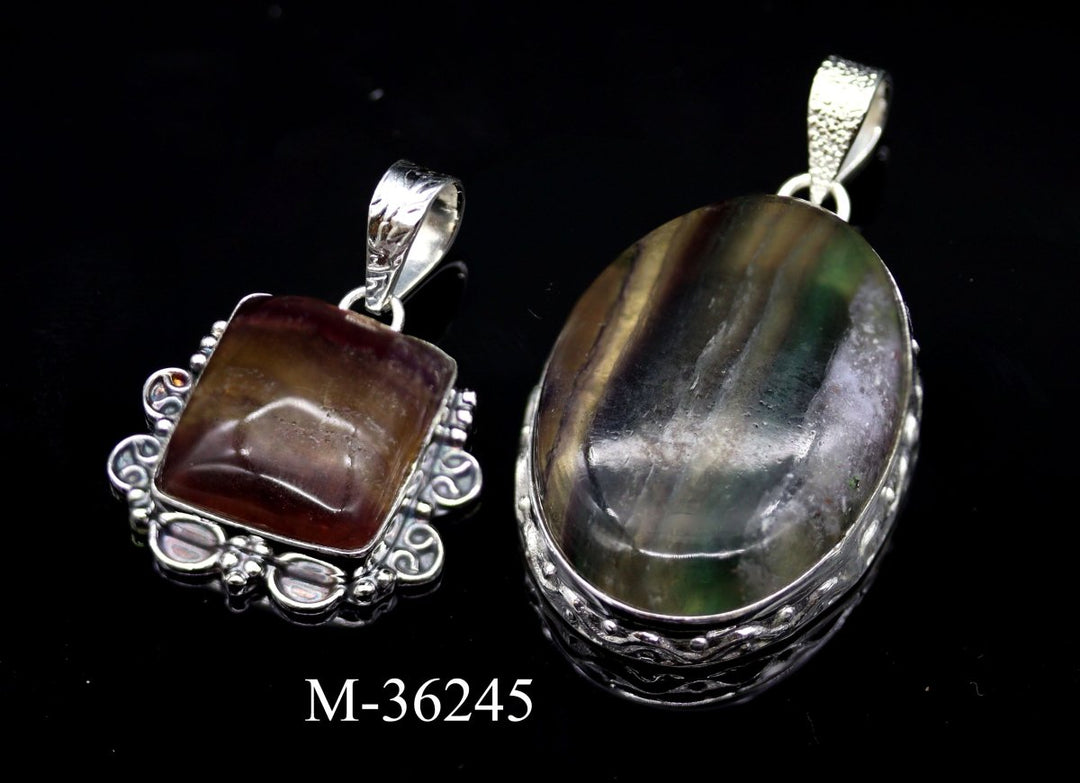 M-36245 - 925 Sterling Silver Rainbow Fluorite Jewelry / 26g